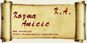 Kozma Aničić vizit kartica